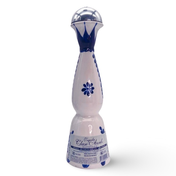 Clase Azul Reposado 375 ml tequila bottle.  Blue White Hand Painted Mexican - Picture 3 of 6